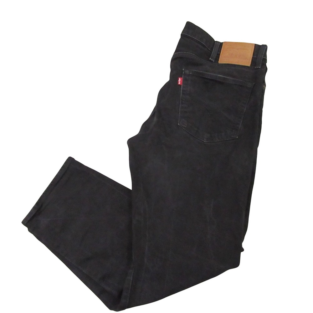 Levi's Mens Premium 502 Straight Leg Jeans 38 x‎ 30 Dark Black Stretch Red